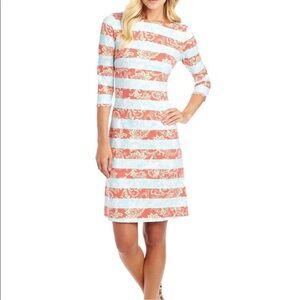 J. McLaughlin Mari Catalina Cloth Paisley Stripe Dress Size M